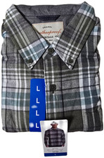 Weatherproof Vintage Men's Flannel Button Down Collar Green Shirt L NWT Unlined