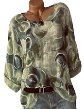 ITALY Gr.44,46,48 Longshirt,Tunika,Bluse,Shirt,Muster,Oversize,Baumwolle,NEU