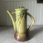 Roseville Pottery Wincraft Bittersweet Chocolate Pot #250P w Lid 1940s Green EUC