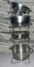 Melissa and Doug Toy Pots Pans Stainless Steel Cookware 5 Piece Set Play Pretend