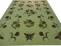 8x10 Quality Handmade Rug Silk Flowers And Butterfly 8x10 Quality Handmade Rug Silk Flowers And Butterfly