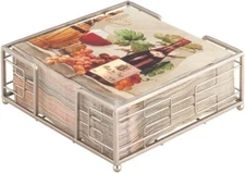 Boston International Hampshire Cocktail Napkin Holder Caddy, Brush Nickel