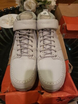 NIKE AIR Sneaker BootMen s Size 10 grey and white Leather 311916-101 RARE 2005