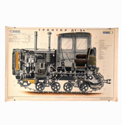 1954 Original Poster   DT-54 Tractor   Soviet analogue of John Deere   Big Size