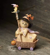Roman Cherished Teddies, Diana in Wheel Basket Halloween Figure, 4.25" H, Resin 