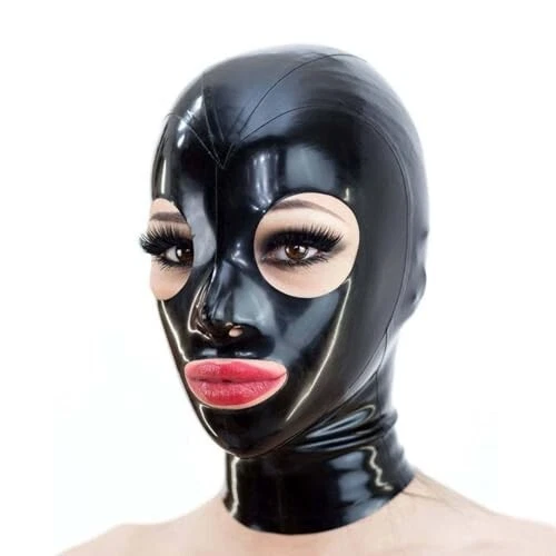 Black Latex Mask Hood,Rubber Masks with Open Eyes,Suitable for Cosplay Costumes