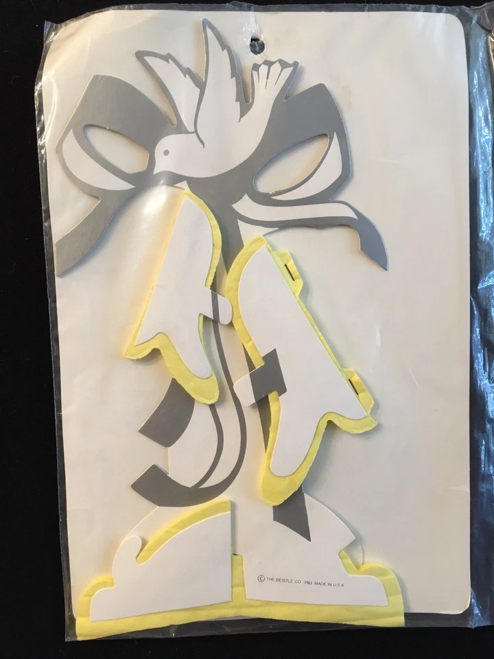 Campanas de boda Beistle Vintage 1981 amarillas panal paloma decoración de mesa NUEVO Foto 2 de 3