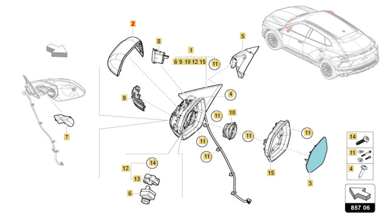 Lamborghini Urus mirror cap 4M8857528AGRU