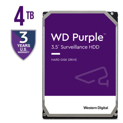 WD Purple 4TB Internal Hard Drive Surveillance 3.5'' HDD WD44PURZ