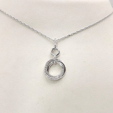 Sterling Silver Natural Diamond Eternity Circle Pendant Necklace 17in New
