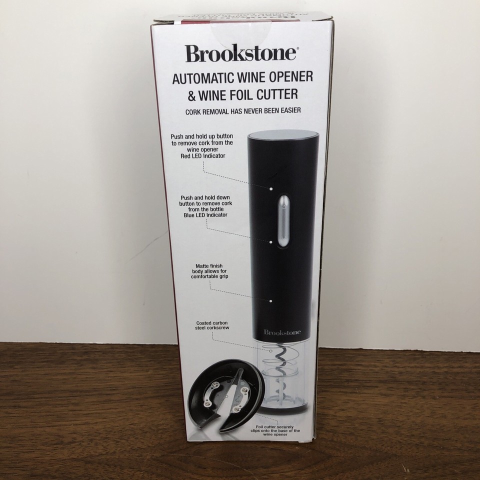 BROOKSTONE Automatic Electric WINE OPENER & FOIL CUTTER New In Box eBay