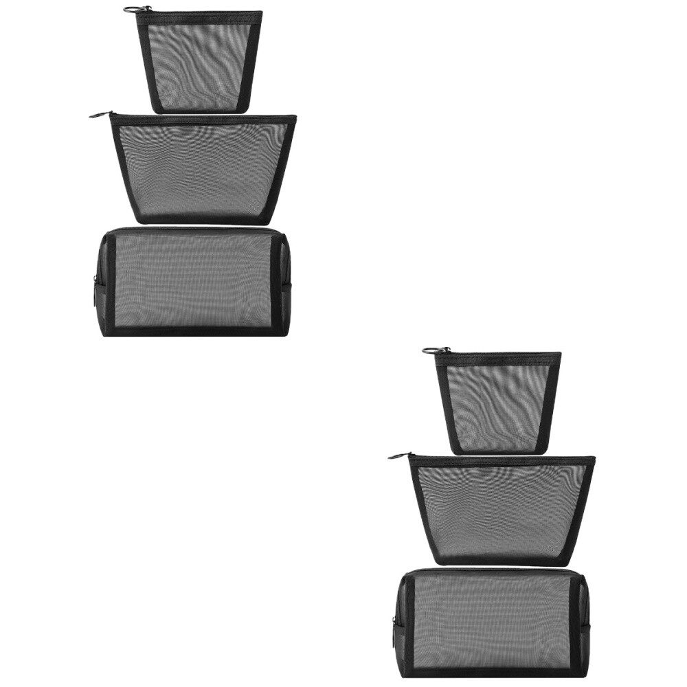 3 Pcs Mesh Shower Bag Clear Makeup Bags Mesh Zipper Pouch Cosmetic