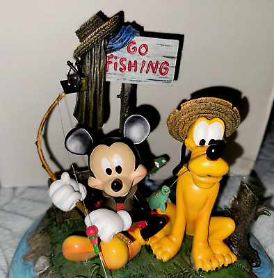Mickey Mouse and Pluto Gone Fishing Charles and Bruce Boyer Sculptured  Figure