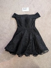 Black Goth Off-Shoulder Fluffy Skirt Women's Lacey Prom Dress