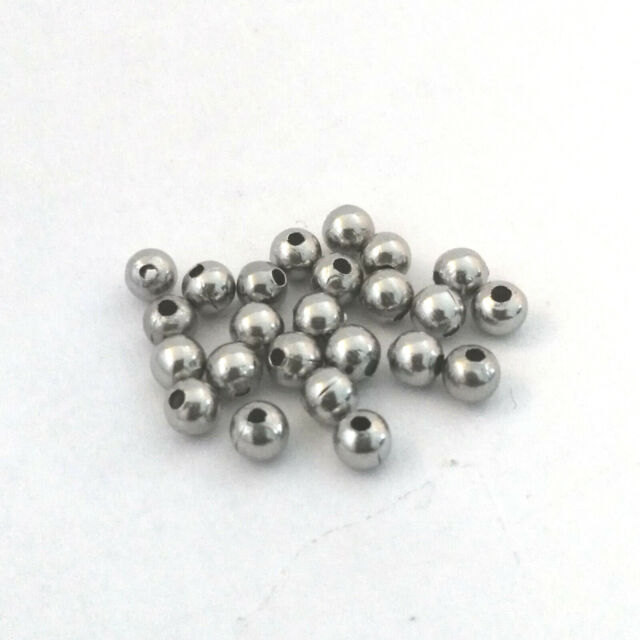 Pack Von 100 Runde Perlen Glatte 4mm Stahl Edelstahl Loch 1mm Schmuck Kreation