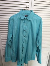 Kenneth Cole Reaction Mens Button Down Dress Shirt Color Aqua Size 17.5