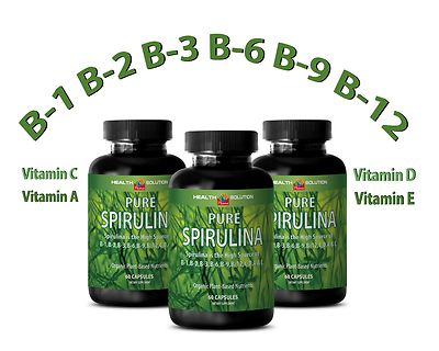Organic SPIRULINA Powder 100% Plant-Based Dietary Supplement (3 Bottles)