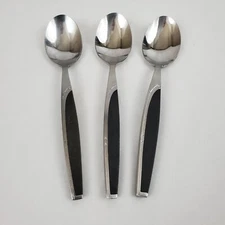 MCM Vintage Mar-Crest Ebony Elegance Stainless (3) Teaspoons Atomic Star, Japan