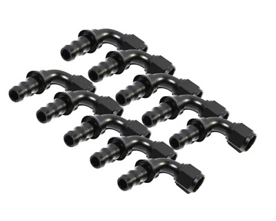 10PC 10AN AN-10 90°Deg Swivel Fuel Oil Gas Line Push-on Hose End Fitting Black