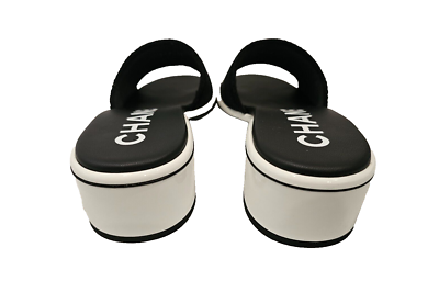 CHANEL Black and White Logo Slide Sandals - Cruise 2024 - Size 39