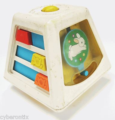 Fisher Price 1978 Activity Cube Vintage Turn & Learn Sounds Dial Mirror Sliders