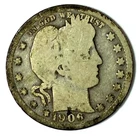 1906 25c Barber Silver Quarter Dollar Twenty Five Cents Philadelphia