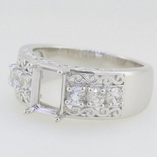 Engagement Semi Mount Ring Setting Cushion 8x6mm Ring With 925 Sterling Silver