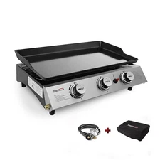 3Burner 26400BTU Portable Tabletop Propane Gas Grill Griddle Outdoor Camping BBQ