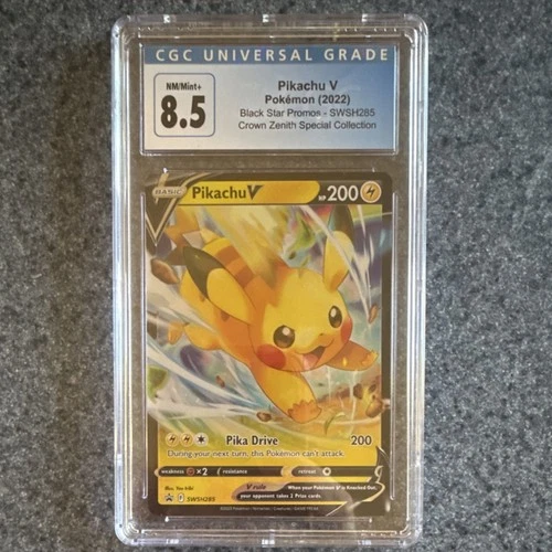 Pokémon TCG Pikachu V SWSH285 Promo Holo Crown Zenith CGC 8.5 Graded Card