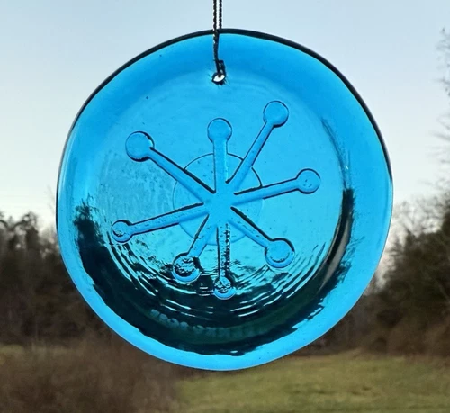 Blenko Glass Suncatcher - ModMas Snowflake - Turquoise