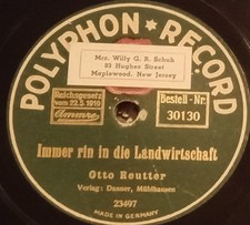 OTTO REUTTER IMMER RIN IN DIE LANDWIRTSCHAFT IN 50 JARHEN SCHELLACKPLATTE 78RPM