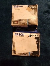 2 Genuine Epson 302XL Black High Yield Ink Cartridge -1 New in Box 1 Open Box
