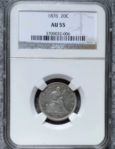 1876 Twenty Cent Piece. NGC AU-55 Nice Coin For The Grade. Look At The Pictures.