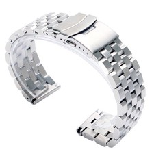 Silver 22mm Watch Band Strap Straight End Polish Bracelet Links Solid Watchband