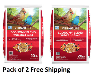 2 Pack Vibrant Life Economy Blend Wild Bird Seed 20 lb Black Oil Sunflower