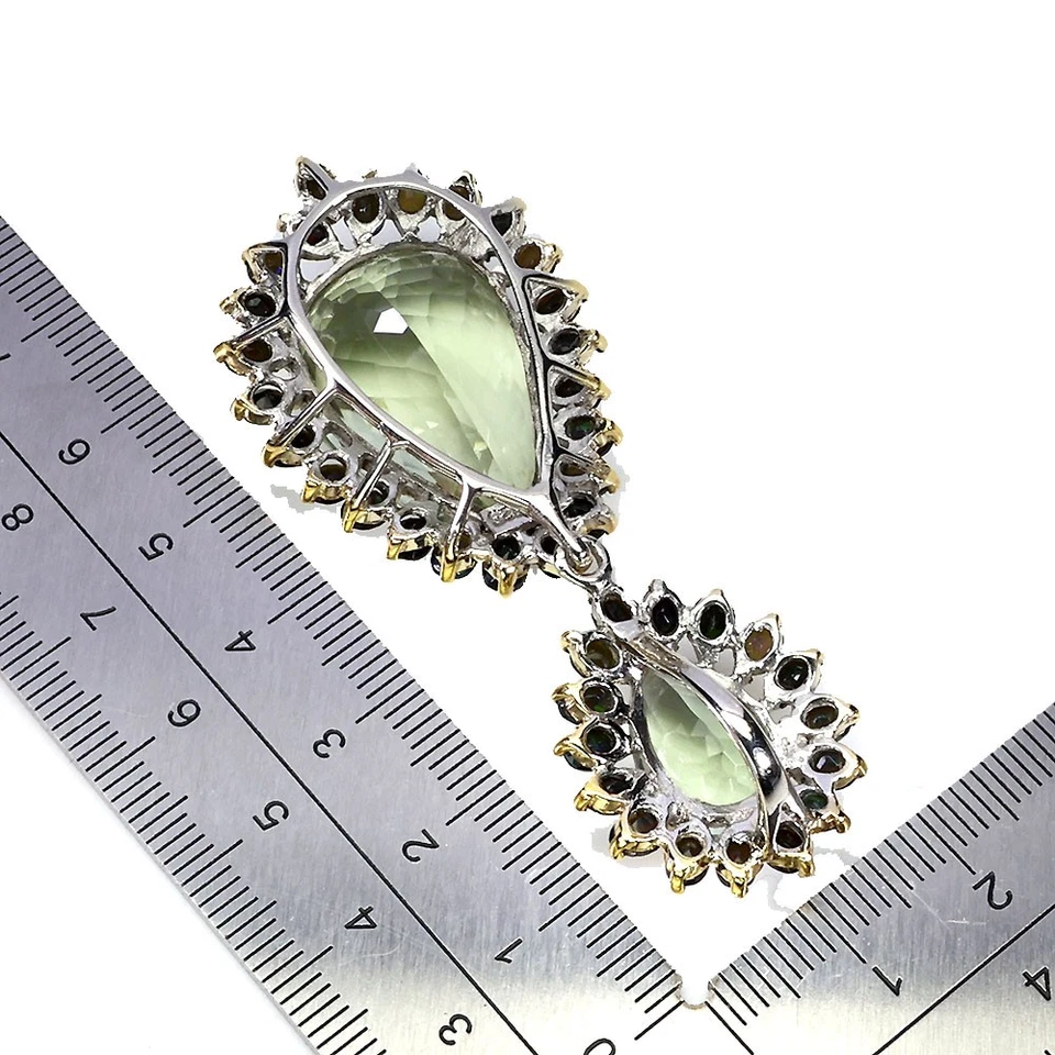 Colgante de plata de ley 925 pera verde amatista 58ct ópalo hecho a mano piedras preciosas Foto 3 de 4