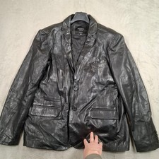 Leather Jacket Mens 3XL Black Blazer Coat Butter Soft Infinity Overcoat London
