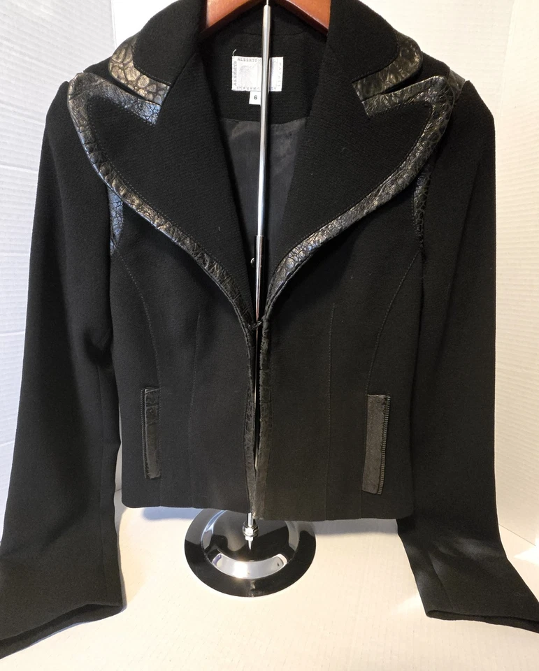 CHAQUETA ALBERTO MAKALI CUERO NEGRO TALLA 6 Foto 2 de 4