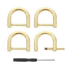 4Pcs D-Rings Screw in Shackle 15mm U Shape D Ring for Purse Bag DIY Gold