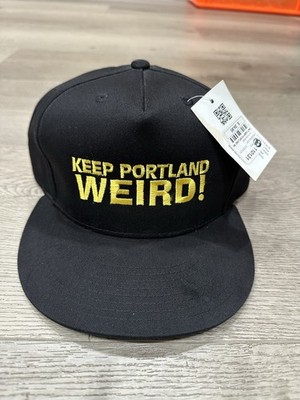 Keep Portland Weird Snapback Hat Black Yellow Embroidered Skateboarding NEW