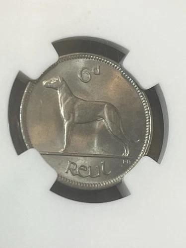 IRELAND 6 Pence 1949, NGC MS65 Beautiful Coin