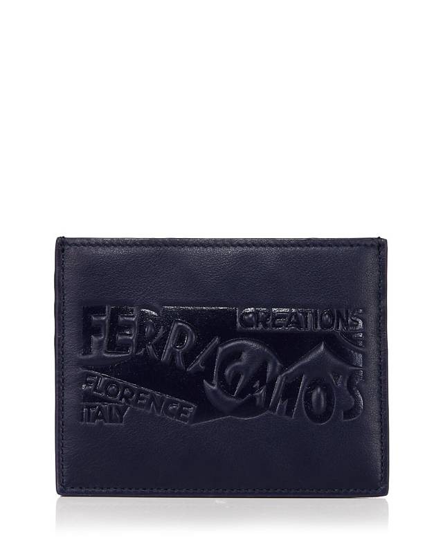Ferragamo Leather Venna Logo Card Case Mens Midnight Open Top 48790₽