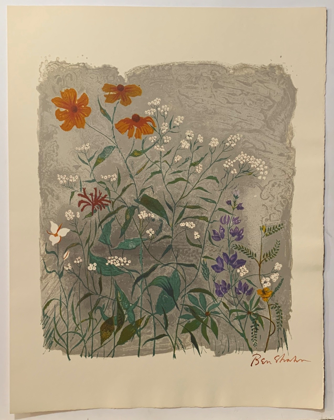 Listed American Artist BEN SHAHN Original Signed Lithograph Rilke Portfolio VI