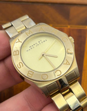 Marc By Marc Jacobs Watch Women Gold Tone Gold Dial MBM3126 36mm New Battery