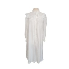 Vintage 1910s Dress White Cotton Edwardian Antique Nightgown Lace Embroidery
