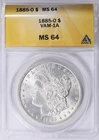1885-O Morgan Silver Dollar ANACS MS-64 VAM-1A Rusted Wing And Neck Variety