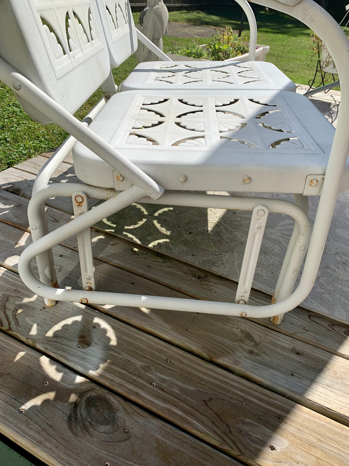 Vintage MCM Glider with Starburst Pie Crust Design eBay