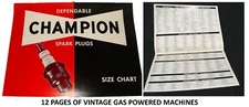 1957 CHAMPION SPARK PLUGS 12-Page- FLIP CHART 15" x 23" Open -CAR-TRUCK-MACHINES