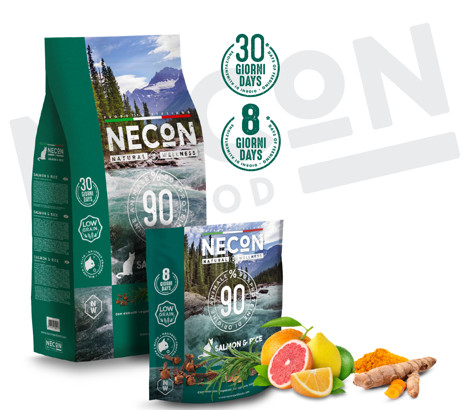 NECON NATURAL WELLNESS- Crocchette per Gatto Adulto -Gusto Salmone e riso 1,5 kg