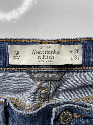 Abercrombie & Fitch Brett blue distressed jeans women size 28x31 cotton spandex - Picture 3 of 7